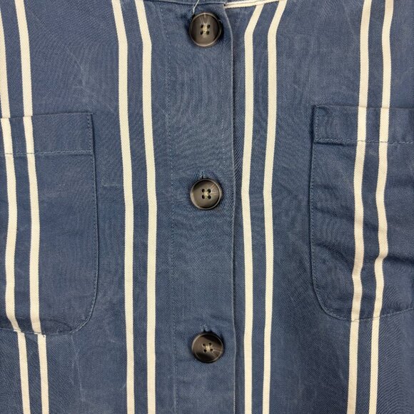 Marine Layer Womens Blue White Striped Button Front Tess Pencil Skirt Size 8 - Picture 4 of 10